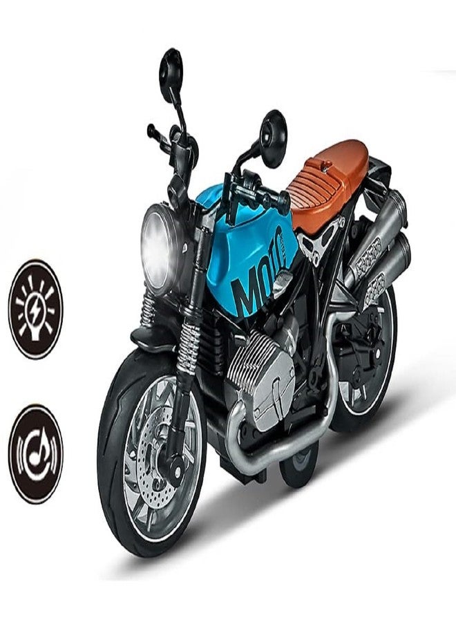 IndusBay® Metal Diecast 5 Inches, 1:12 Scale Sports Alloy Super Bike Die-Cast Body Model Pull Back Bike Motorcycle Toy with Movable Steering, Music & LED Light for Kids, Blue - Image 3